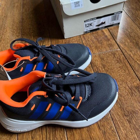 Adidas Kids NWT Black and Blue Sneakers with Orange Accents size 12 - Picture 6 of 6